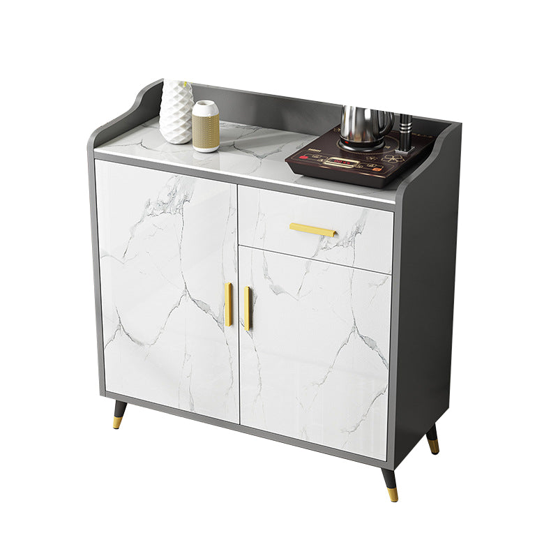 Modern and Contemporary Credenza Stone Server with Cabinets and Drawers