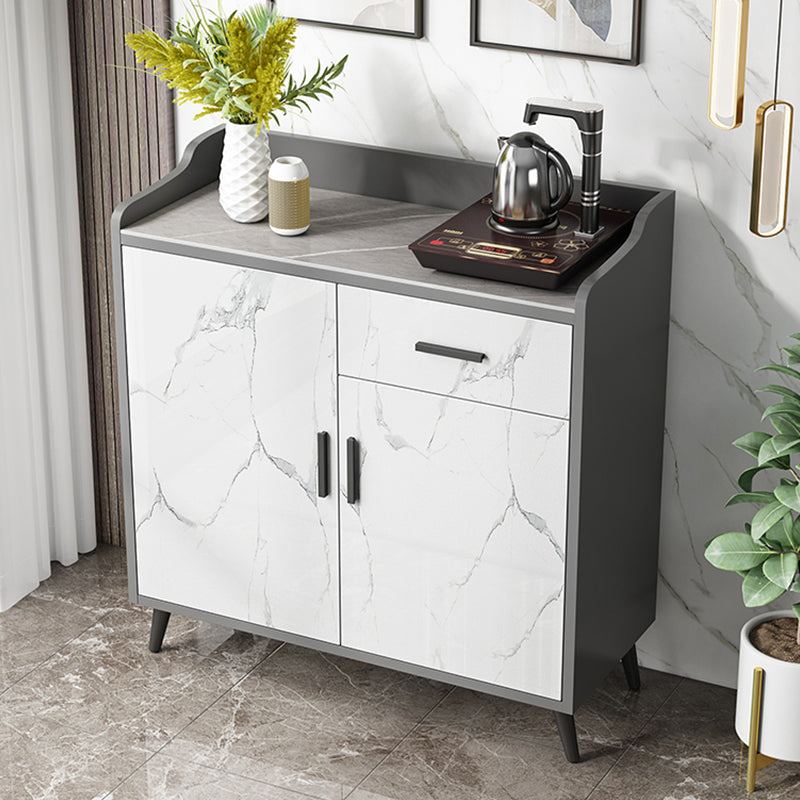 Modern and Contemporary Credenza Stone Server with Cabinets and Drawers