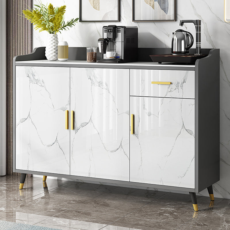 Modern and Contemporary Credenza Stone Server with Cabinets and Drawers