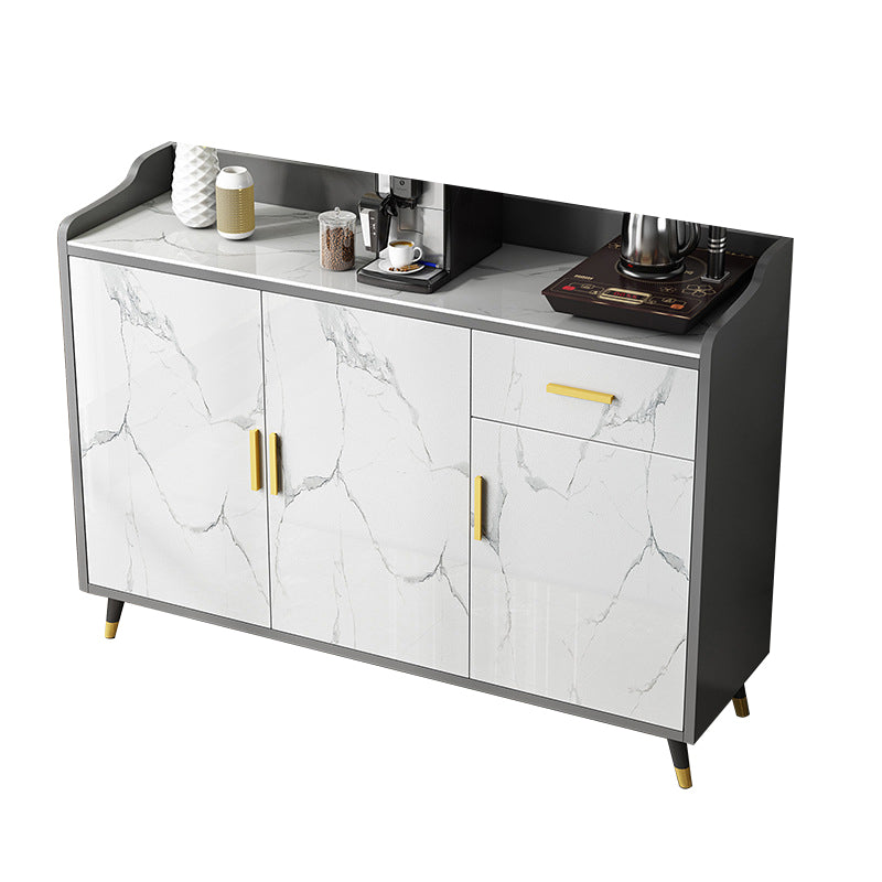 Modern and Contemporary Credenza Stone Server with Cabinets and Drawers