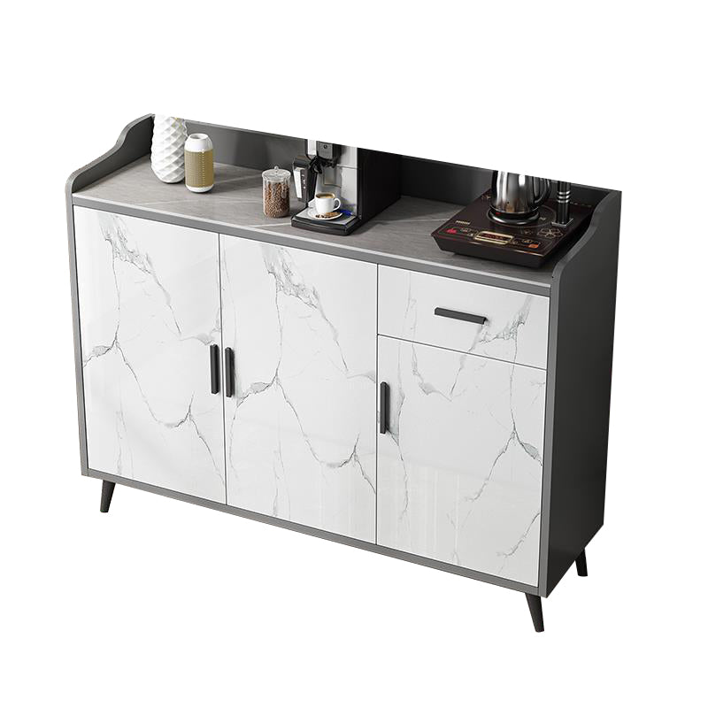 Modern and Contemporary Credenza Stone Server with Cabinets and Drawers