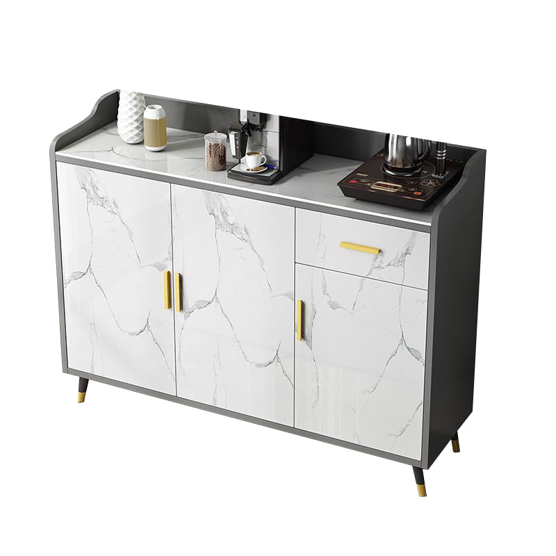 Modern and Contemporary Credenza Stone Server with Cabinets and Drawers