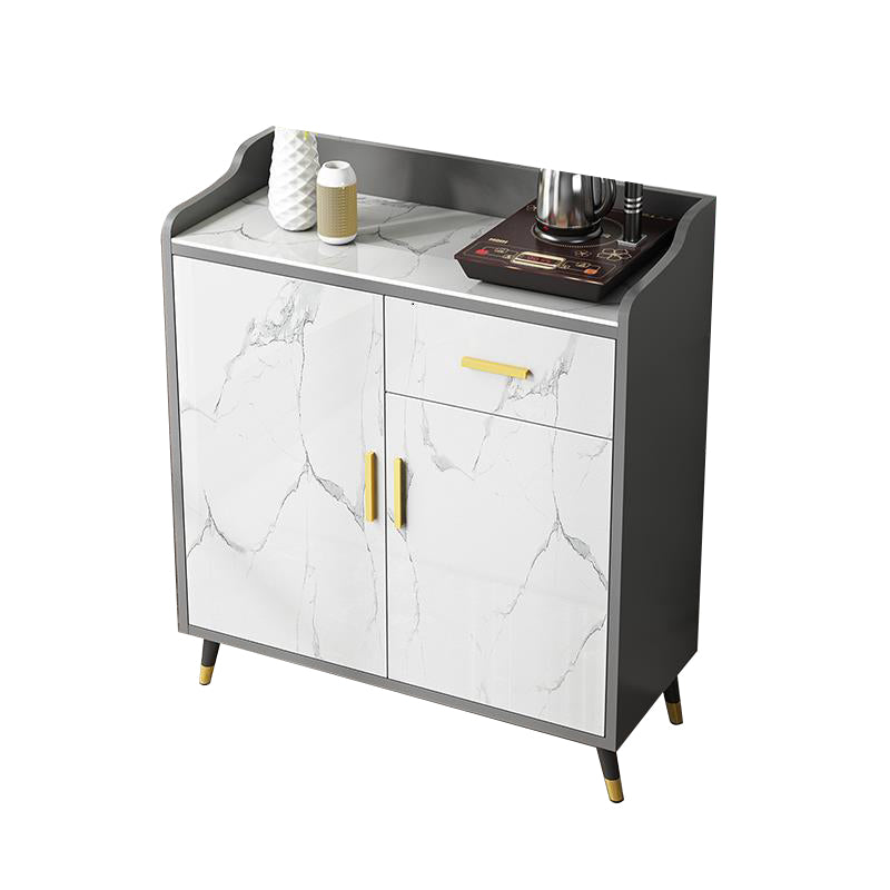 Modern and Contemporary Credenza Stone Server with Cabinets and Drawers