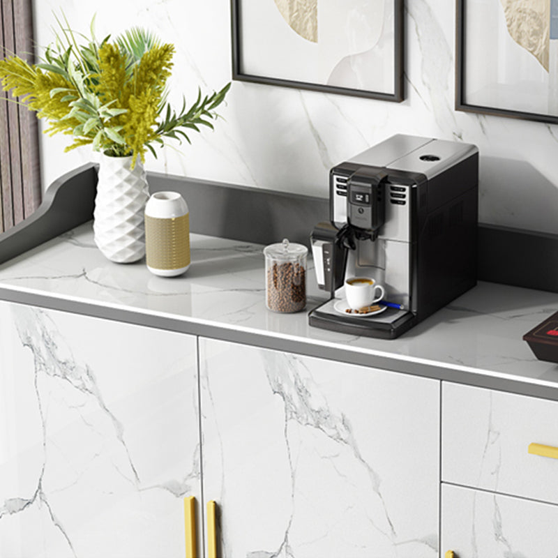 Modern and Contemporary Credenza Stone Server with Cabinets and Drawers