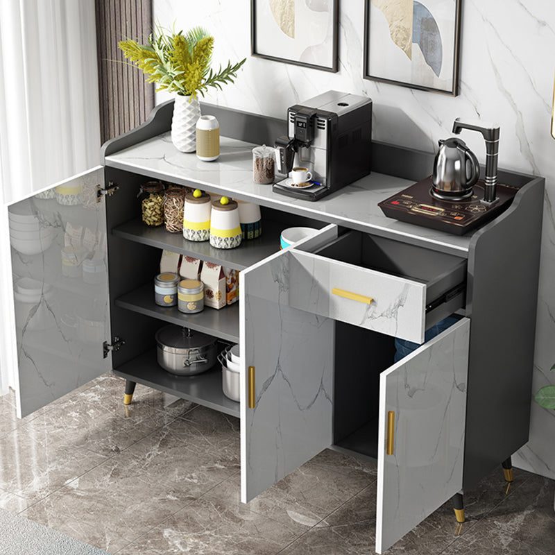 Modern and Contemporary Credenza Stone Server with Cabinets and Drawers