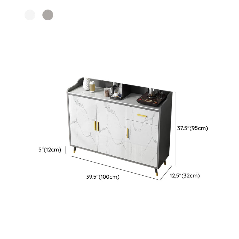 Modern and Contemporary Credenza Stone Server with Cabinets and Drawers