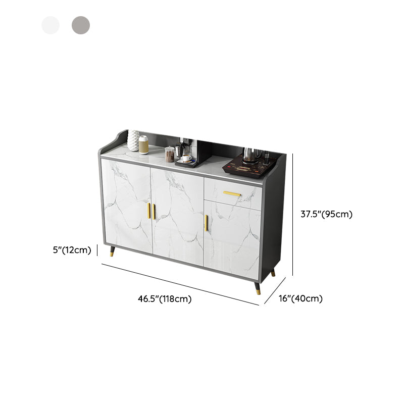 Modern and Contemporary Credenza Stone Server with Cabinets and Drawers