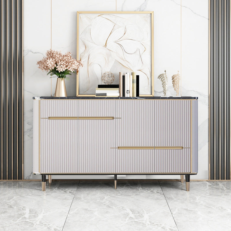 Stone Credenza Modern and Contemporary Buffet Server with Cabinets