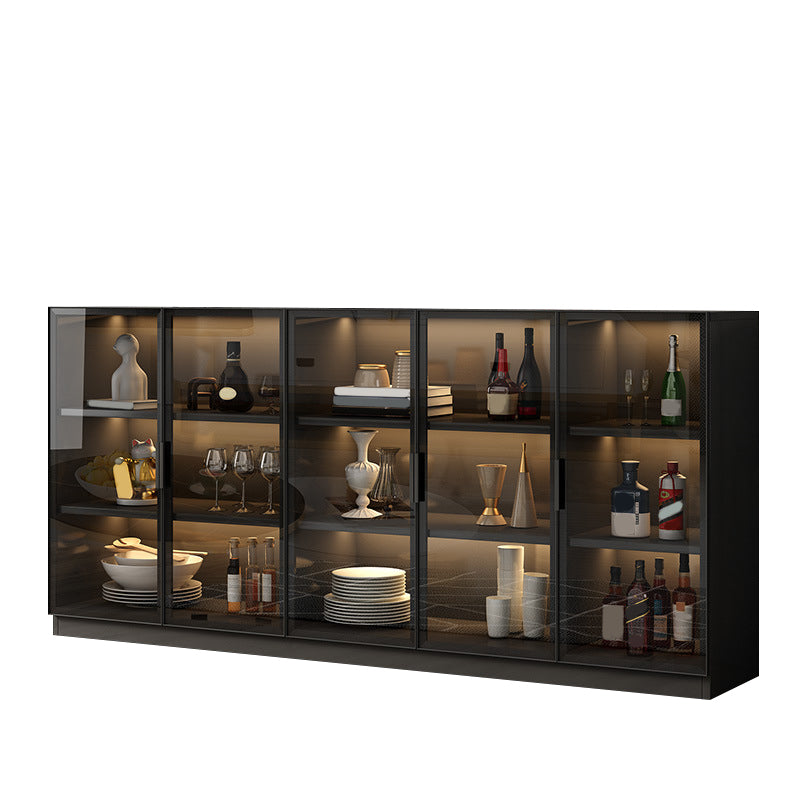 Contemporary Style Sideboard Wood Glass Doors Side Board with Cabinets