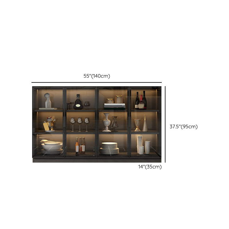 Contemporary Style Sideboard Wood Glass Doors Side Board with Cabinets