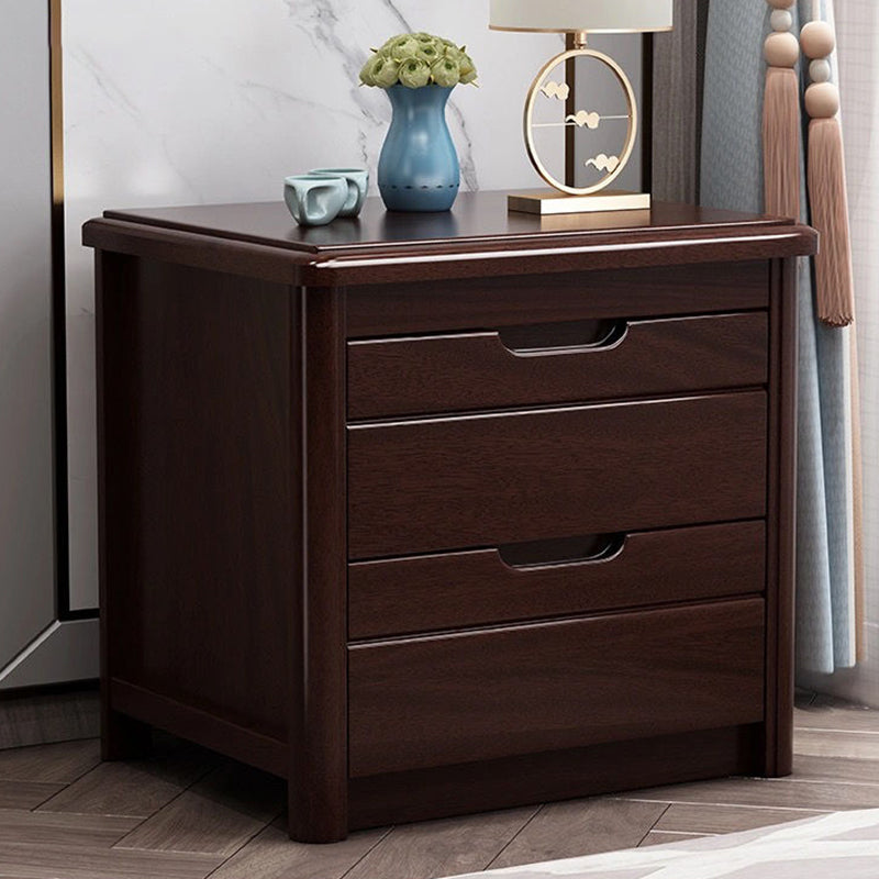 2 - Drawer Contemporary Accent Table Nightstand Walnut Wood Bed Nightstand