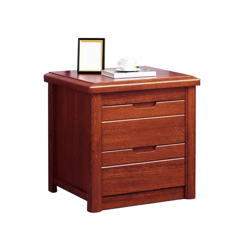 2 - Drawer Contemporary Accent Table Nightstand Walnut Wood Bed Nightstand