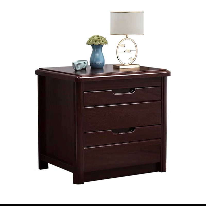 2 - Drawer Contemporary Accent Table Nightstand Walnut Wood Bed Nightstand