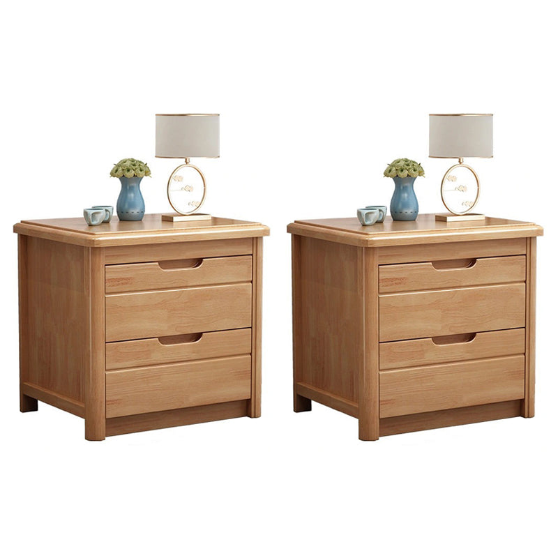 2 - Drawer Contemporary Accent Table Nightstand Walnut Wood Bed Nightstand