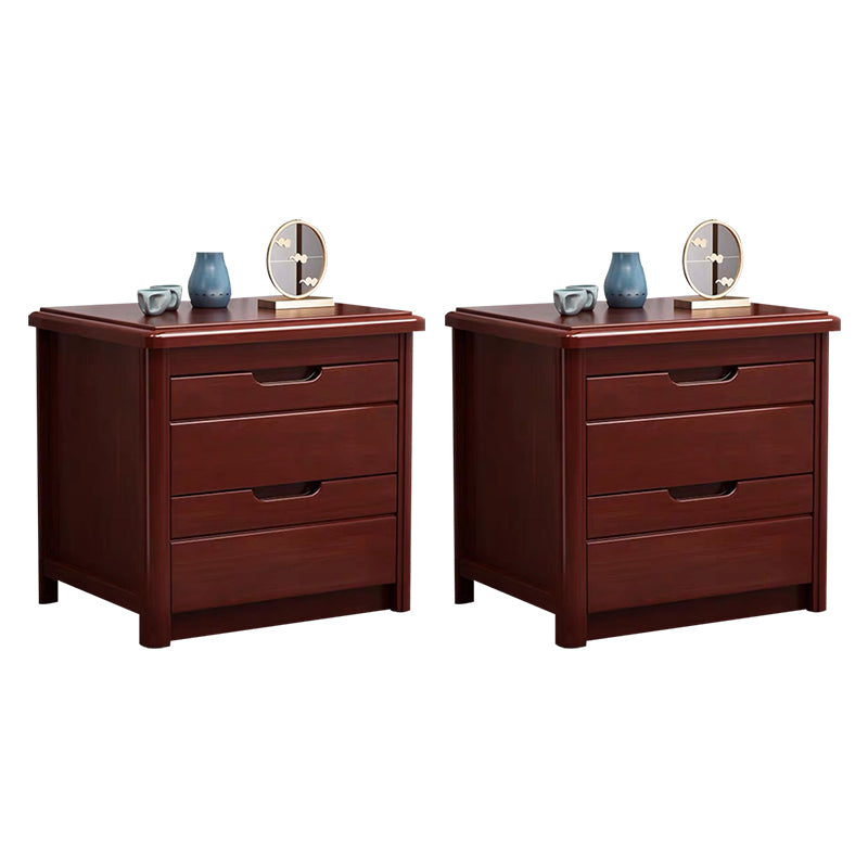 2 - Drawer Contemporary Accent Table Nightstand Walnut Wood Bed Nightstand