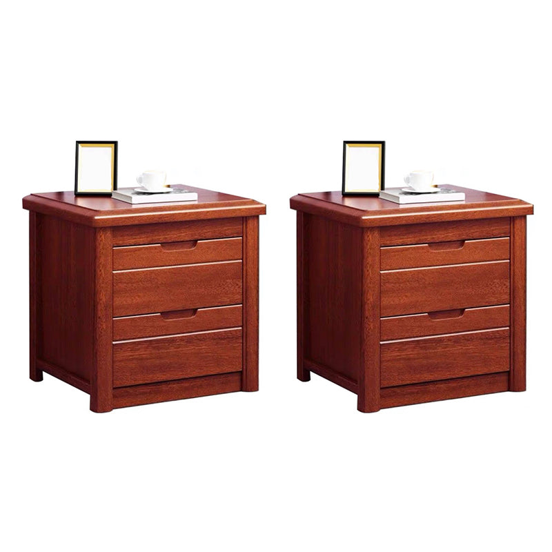 2 - Drawer Contemporary Accent Table Nightstand Walnut Wood Bed Nightstand