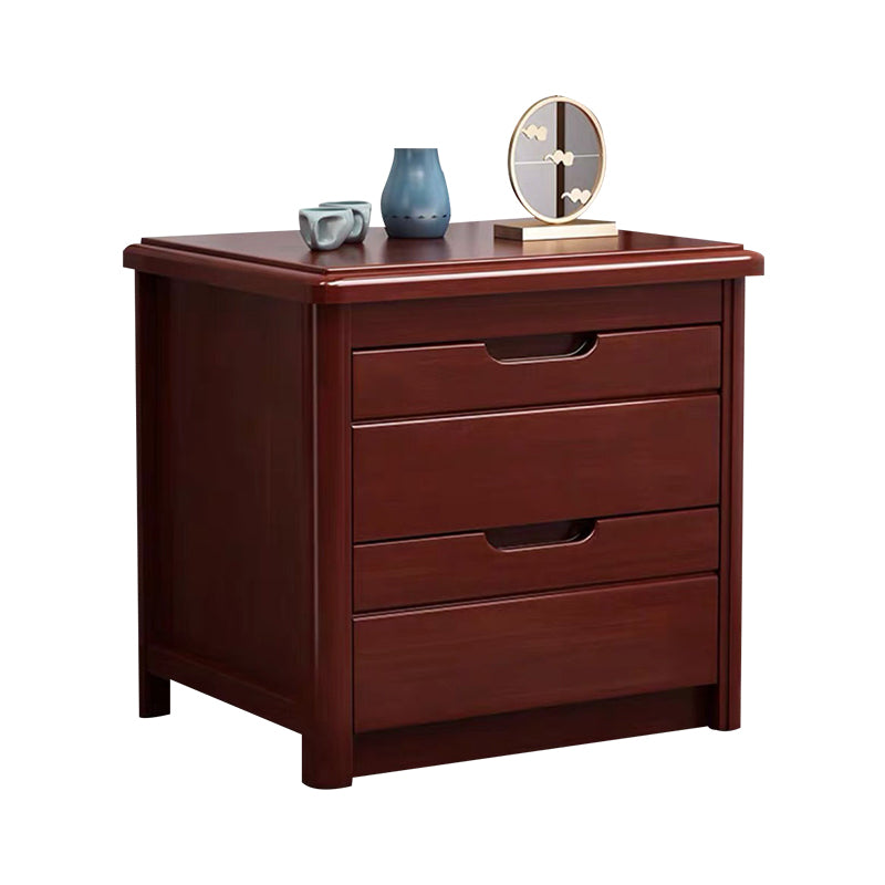 2 - Drawer Contemporary Accent Table Nightstand Walnut Wood Bed Nightstand