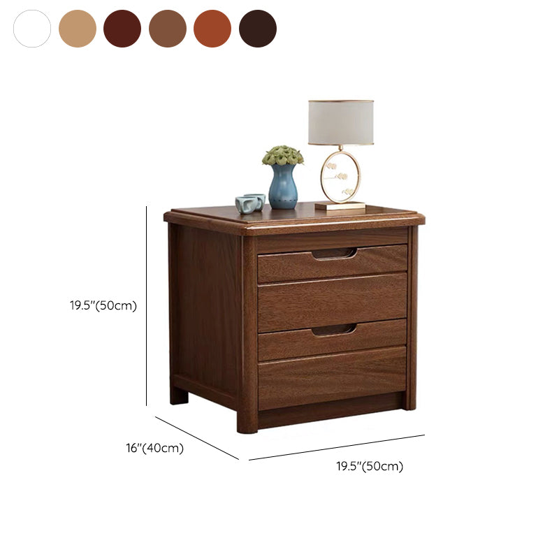 2 - Drawer Contemporary Accent Table Nightstand Walnut Wood Bed Nightstand