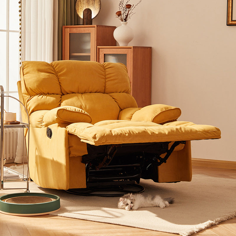 Microsuede Recliner Single Manual Reclining Chair with Swivel Glider Base