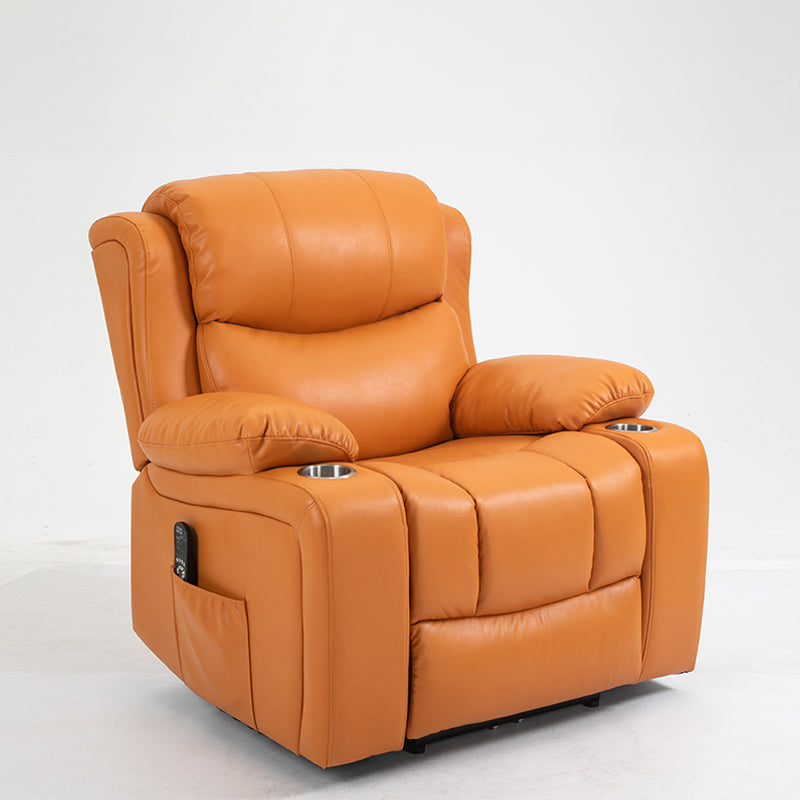 Traditional Home Theater Recliner Chair with Lumbar and Power-Push Botton