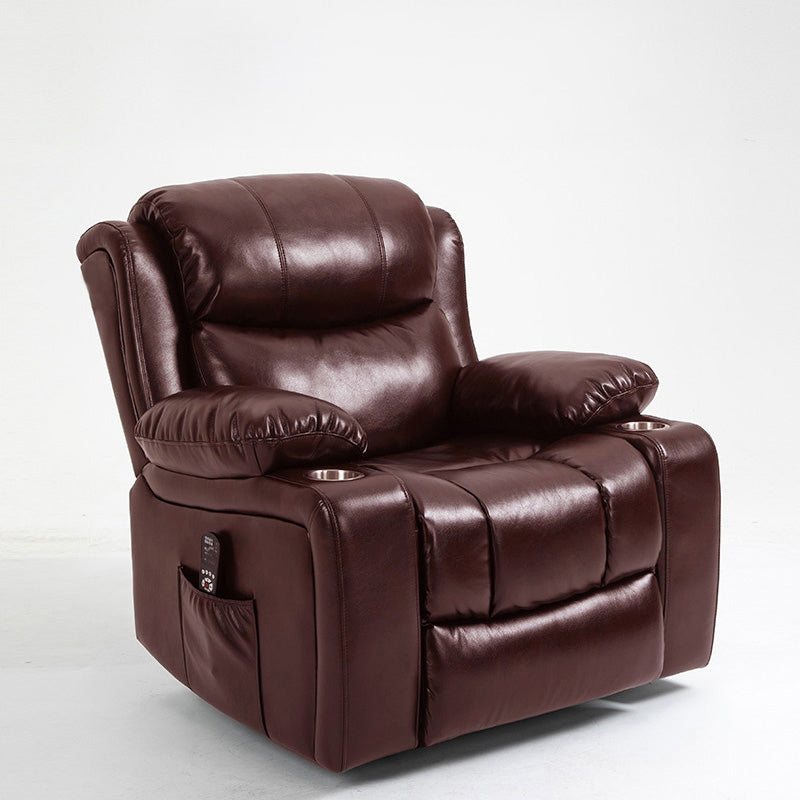 Traditional Home Theater Recliner Chair with Lumbar and Power-Push Botton