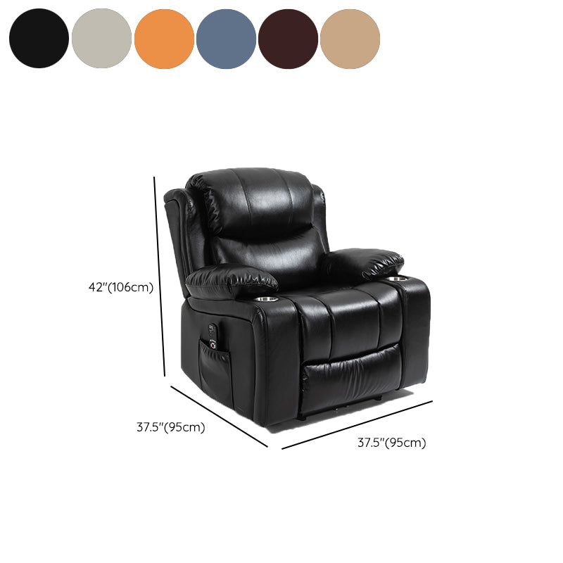 Traditional Home Theater Recliner Chair with Lumbar and Power-Push Botton