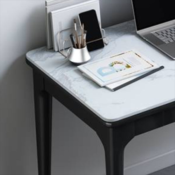 Glam Stone Office Desk Rectangular Black Writing Desk for Office