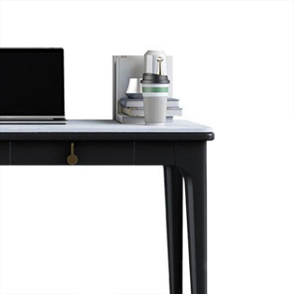 Glam Stone Office Desk Rectangular Black Writing Desk for Office