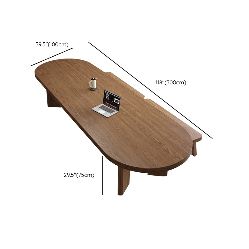 Industrial Solid Wood Writing Desk Oval Office Desk with Legs for Office