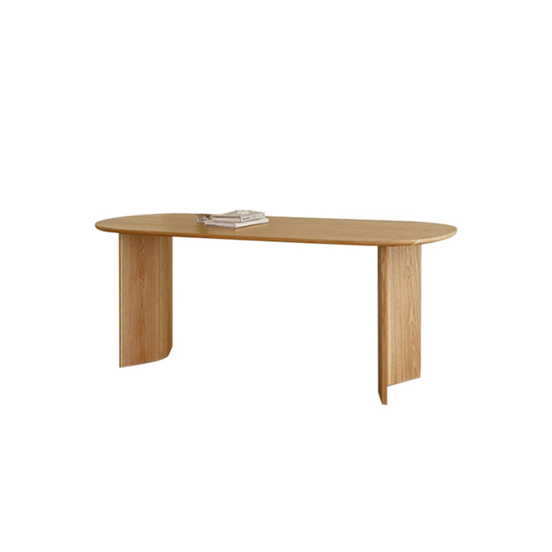 Oval Shaped Wood Office Desk Natural Color Writing Desk for Home