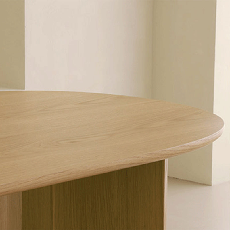 Oval Shaped Wood Office Desk Natural Color Writing Desk for Home