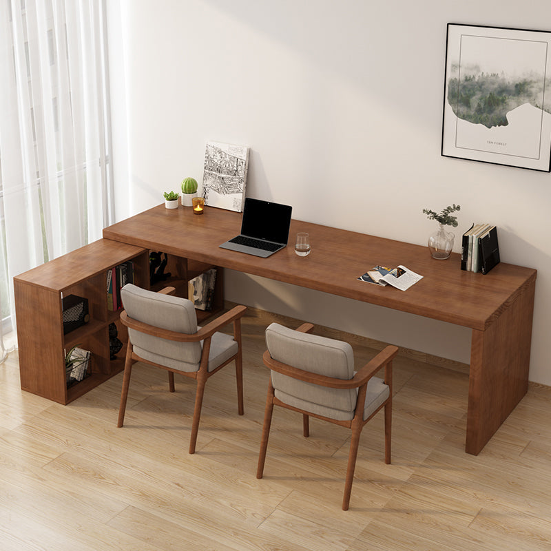 Industrial Solid Wooden Office Desk L-Shape Writing Desk for Bedroom