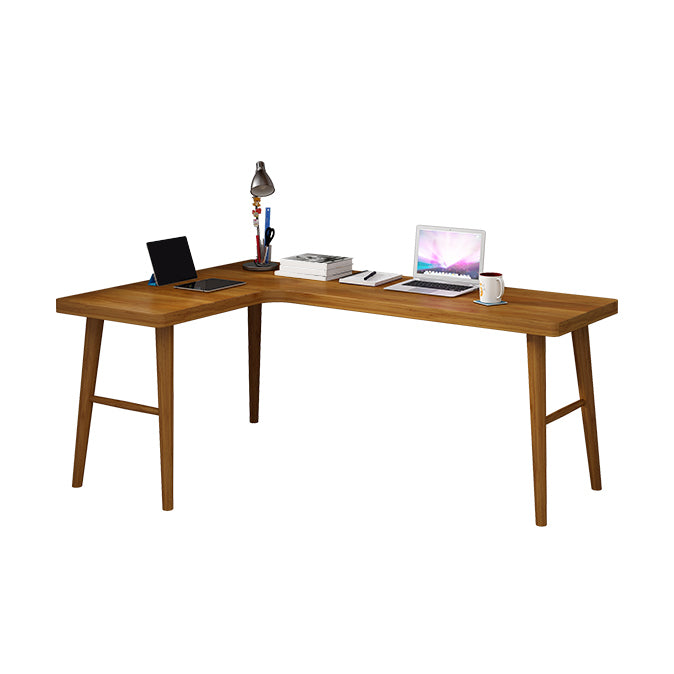 Contemporary Pine Office Desk L-Shape Writing Desk for Bedroom