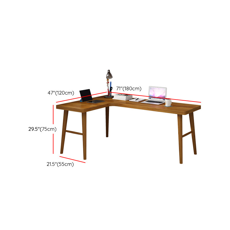 Contemporary Pine Office Desk L-Shape Writing Desk for Bedroom