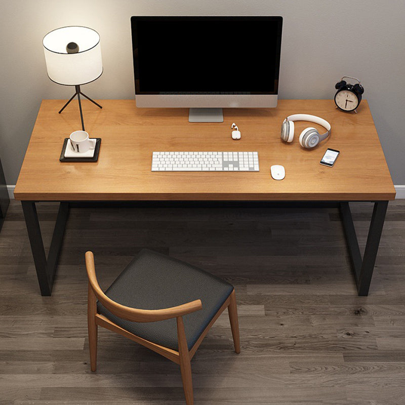 Rectangular Shaped Wood Computer Desk Brown Writing Desk for Home