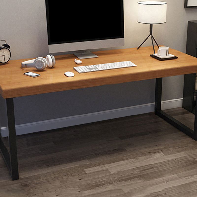 Rectangular Shaped Wood Computer Desk Brown Writing Desk for Home