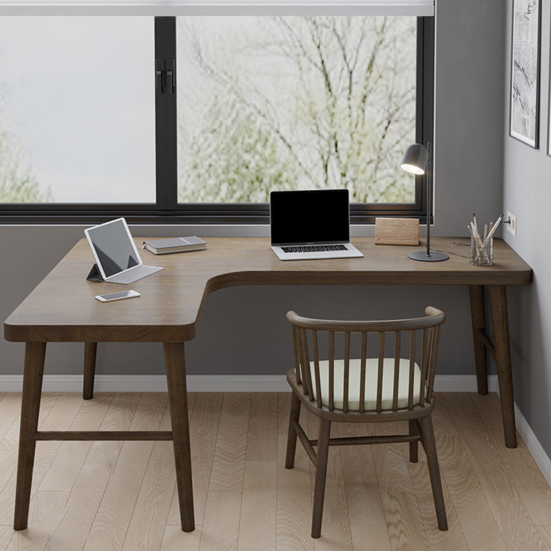 Industrial Solid Wood Office Desk L-Shape Writing Desk for Bedroom