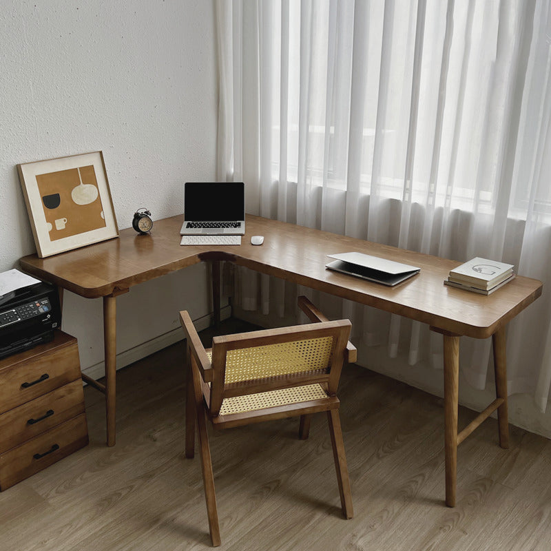 Industrial Solid Wood Office Desk L-Shape Writing Desk for Bedroom