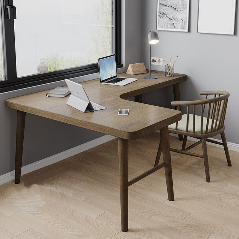 Industrial Solid Wood Office Desk L-Shape Writing Desk for Bedroom