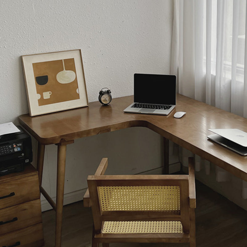 Industrial Solid Wood Office Desk L-Shape Writing Desk for Bedroom