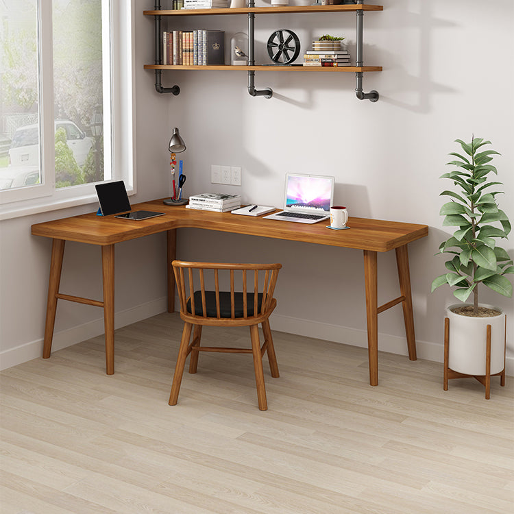 Industrial L-Shape Office Desk Solid Wood Writing Desk for Office