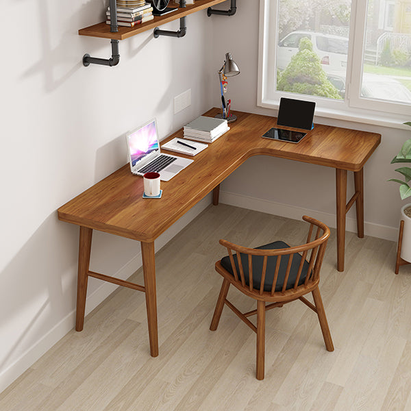 Industrial L-Shape Office Desk Solid Wood Writing Desk for Office