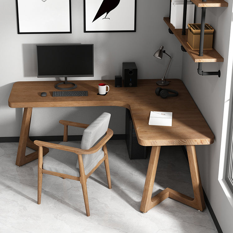 Contemporary Pine Writing Desk L-Shape Office Desk for Office