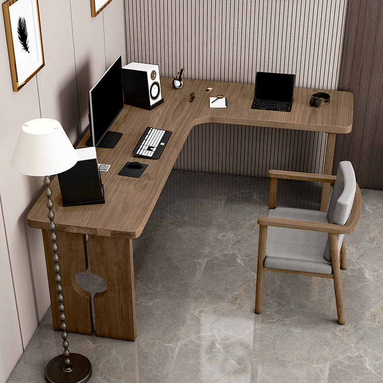 Contemporary Solid Wood Office Desk L-Shape Writing Desk for Office