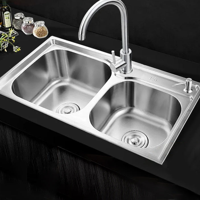 Contemporary Style Kitchen Sink Stainless Steel Kitchen Sink without Faucet