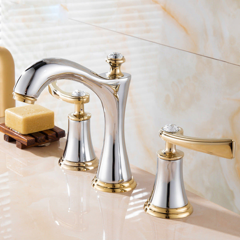 Modern Vessel Faucet Brass 2 Handles Low Arc Vessel Faucet for Home
