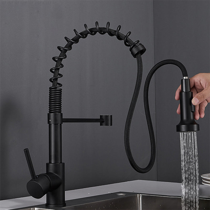 Modern Faucet Spring Swivel Drop down Lever Handle High Arc Kitchen Faucet