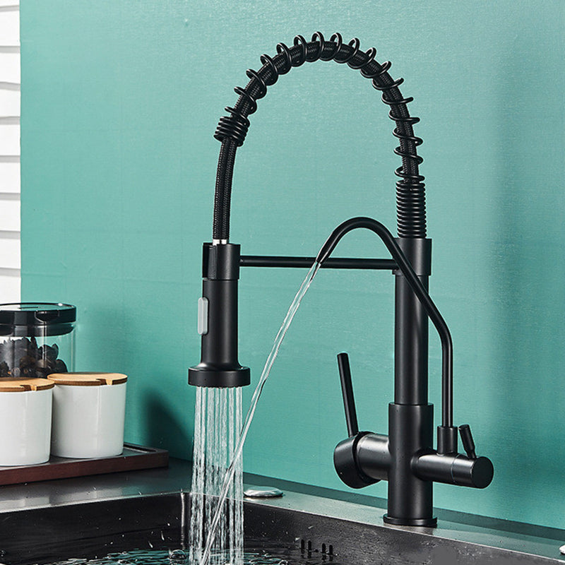 Modern Faucet Spring Swivel Drop down Lever Handle High Arc Kitchen Faucet