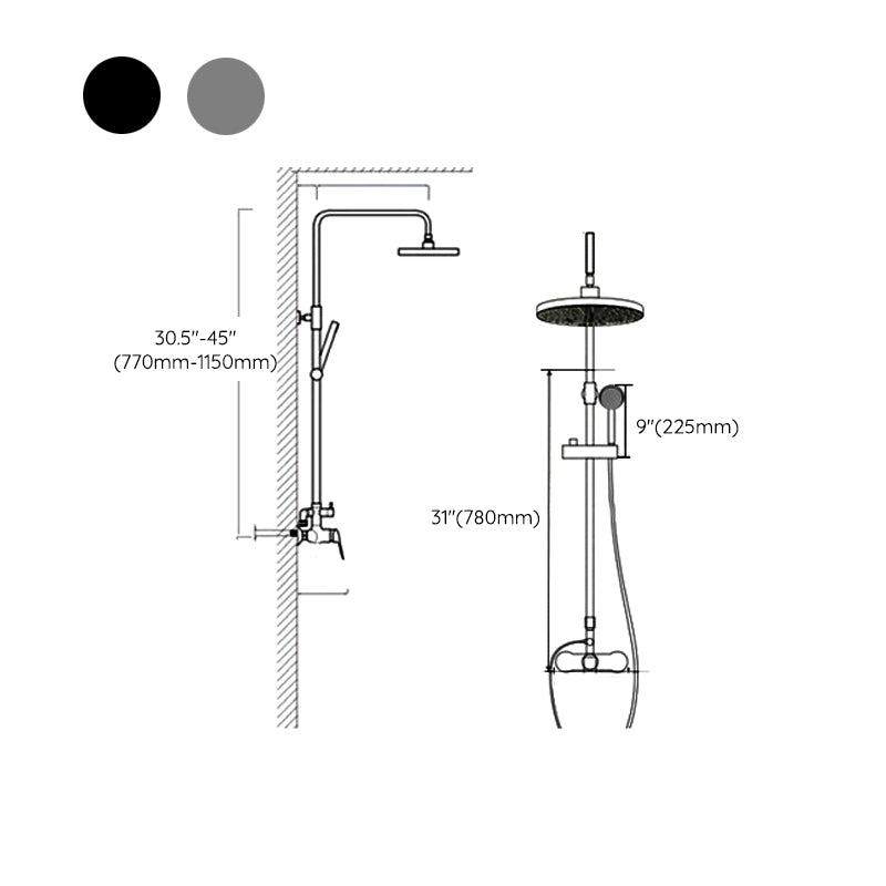 Modern Shower Trim Brass Slide Bar Included Wall Mounted Shower Head Combo