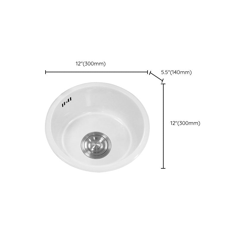 Basic Bar Sink Stainless Steel Round White Kitchen Sink with Faucet